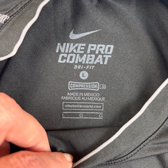 NIKE PRO COMBAT Youth Black Dri-Fit Long Sleeve Compression Shirt size: Large - Picture 4 of 6